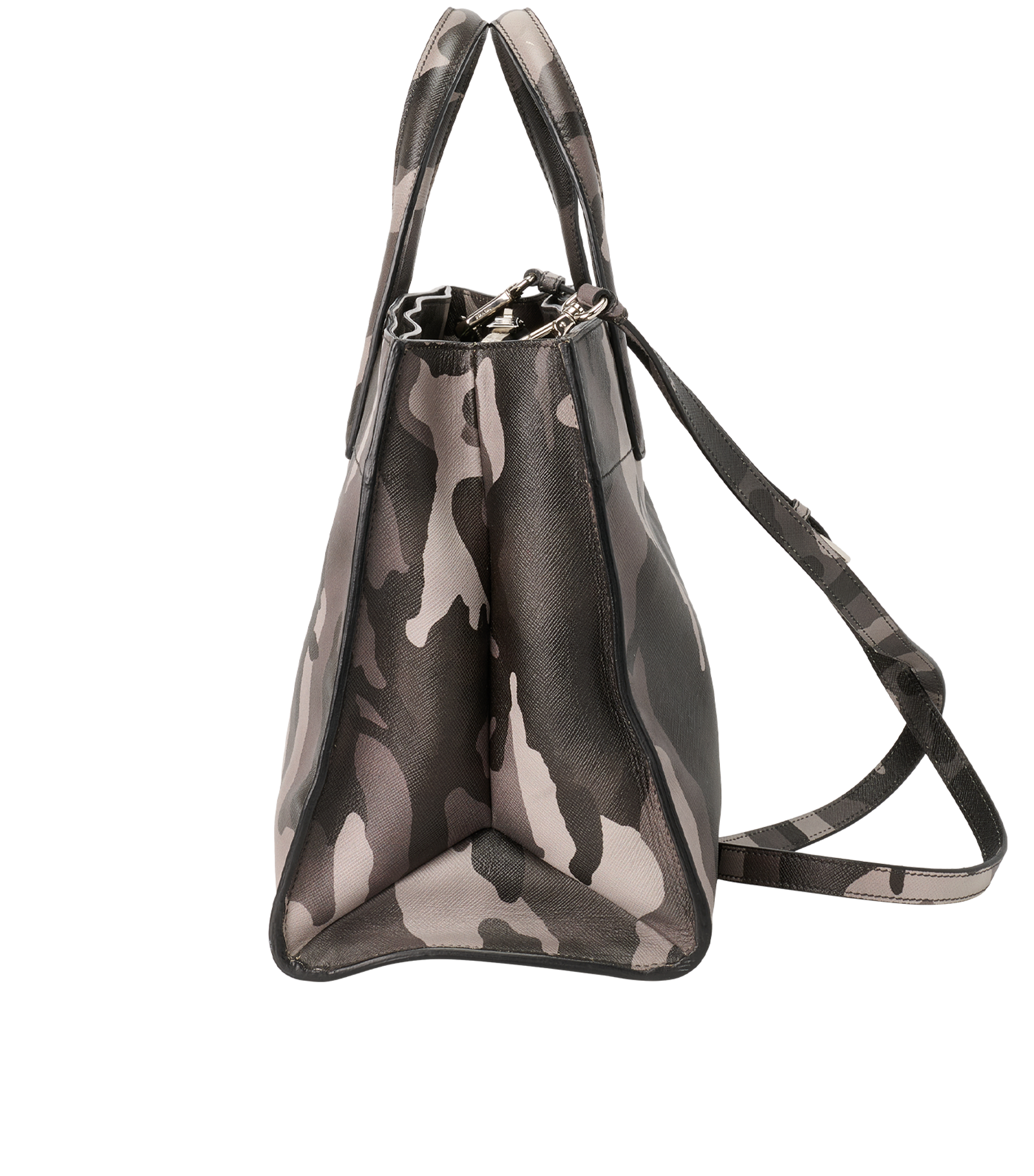Triple Pocket Tote, &pound;495, Handbags, Black/Grey, Leather, Bottom view